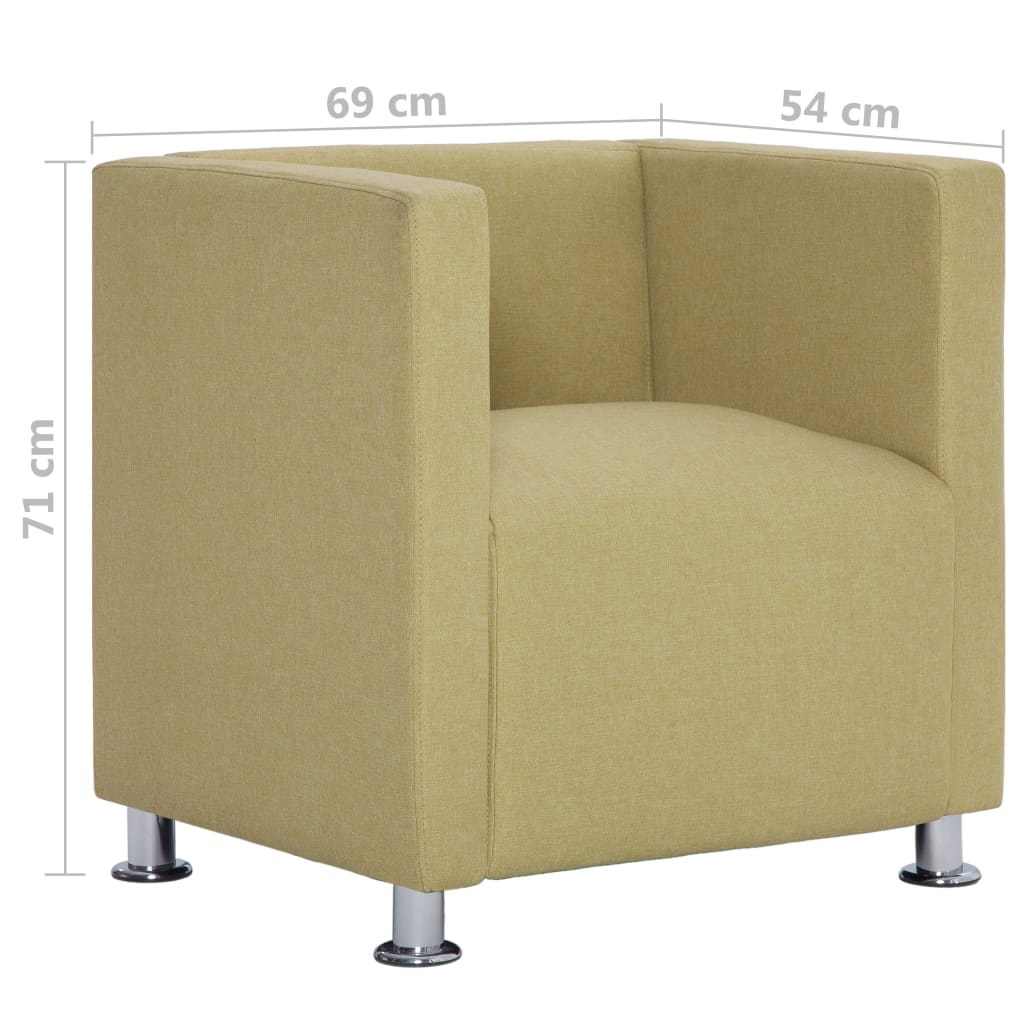 Fauteuil Cube en tissu vert