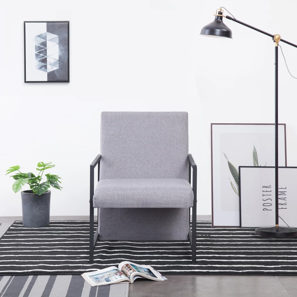 Fauteuil en tissu gris clair