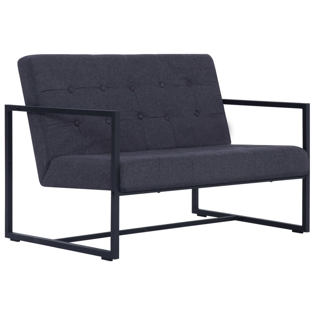 Canapé 2 places avec accoudoirs en acier gris foncé et tissu