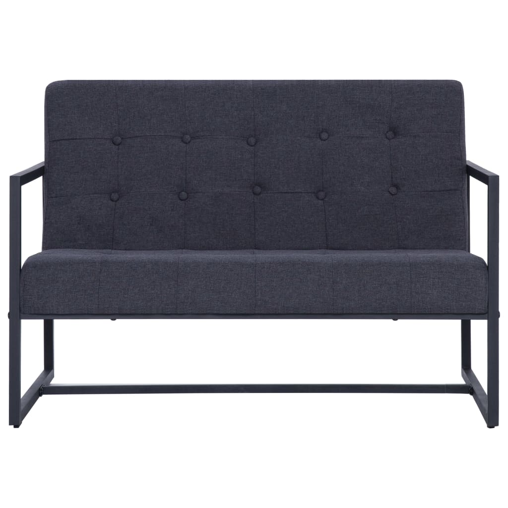 Canapé 2 places avec accoudoirs en acier gris foncé et tissu