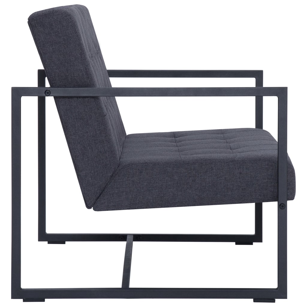 Canapé 2 places avec accoudoirs en acier gris foncé et tissu