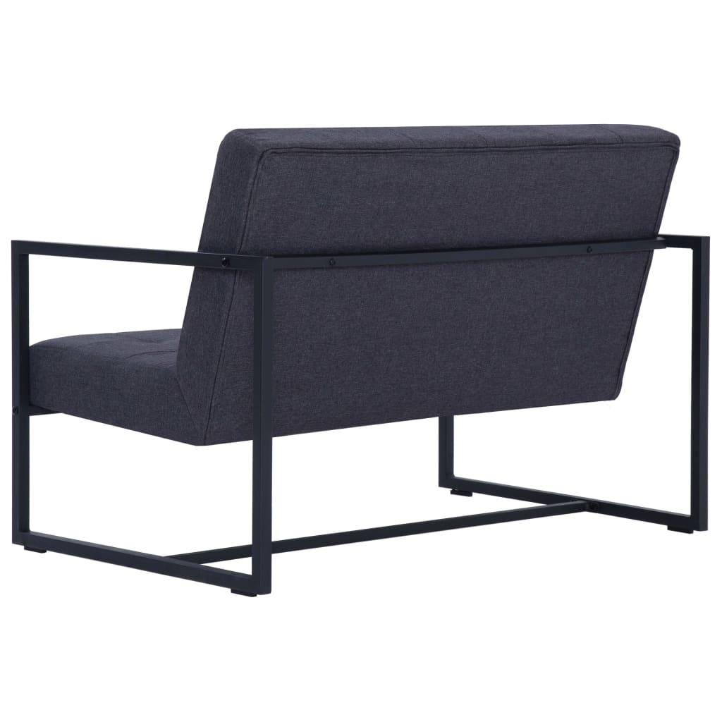Canapé 2 places avec accoudoirs en acier gris foncé et tissu