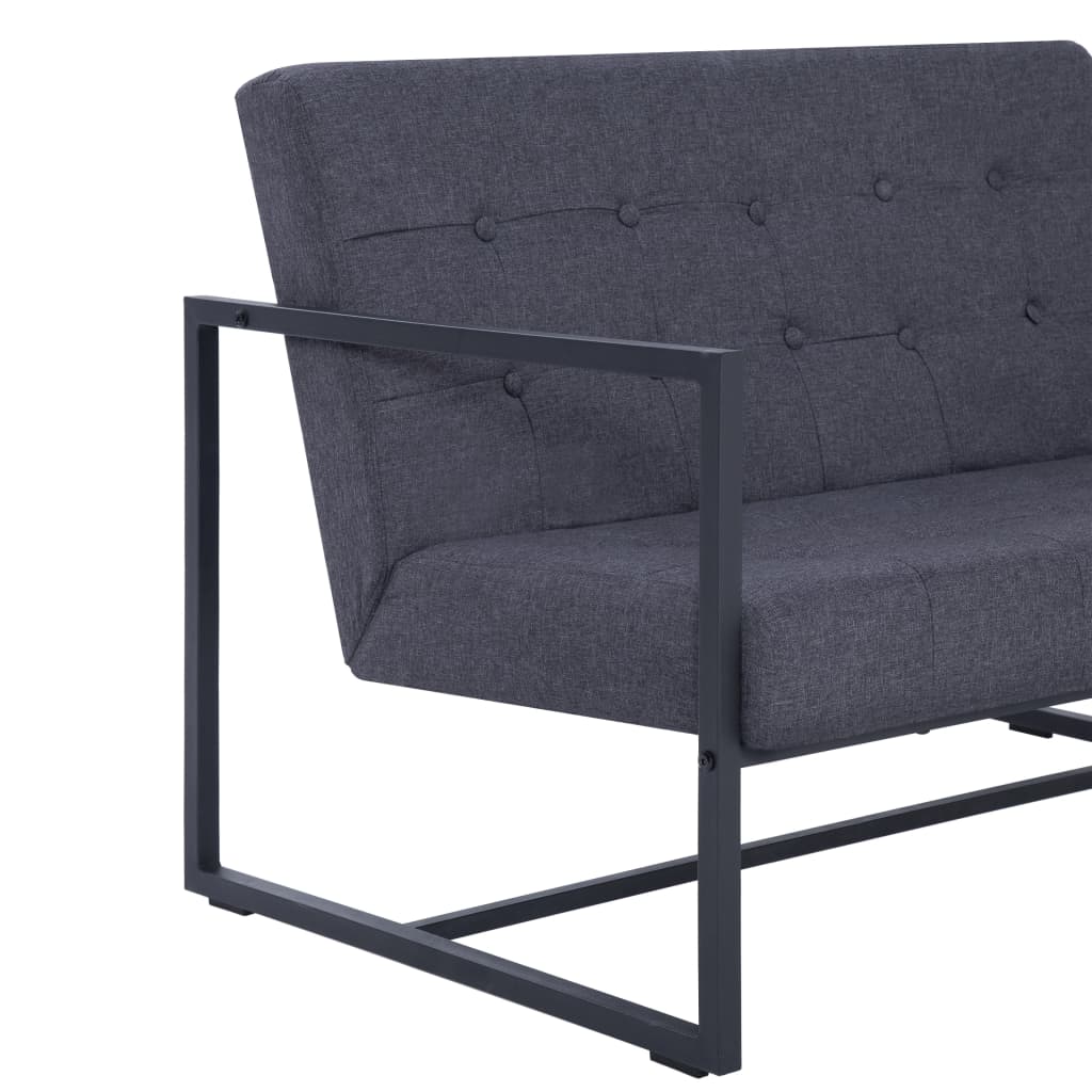 Canapé 2 places avec accoudoirs en acier gris foncé et tissu