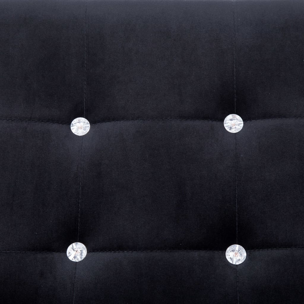 Canapé 2 places avec accoudoirs noir chrome et velours