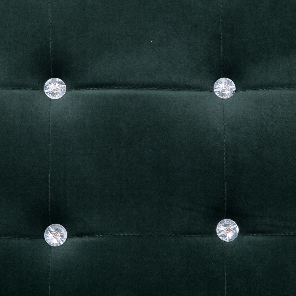 Canapé 2 places avec accoudoirs vert foncé chrome et velours