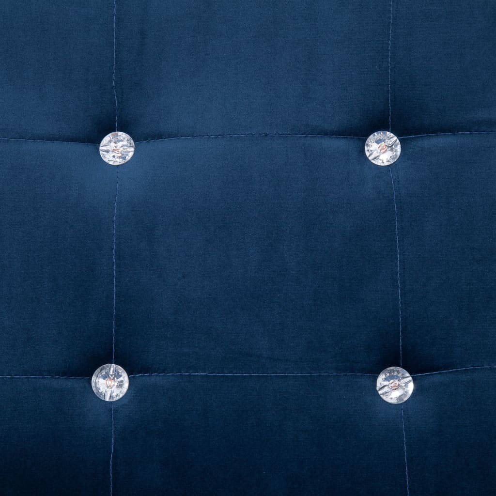 Canapé 2 places avec accoudoirs bleu chrome et velours