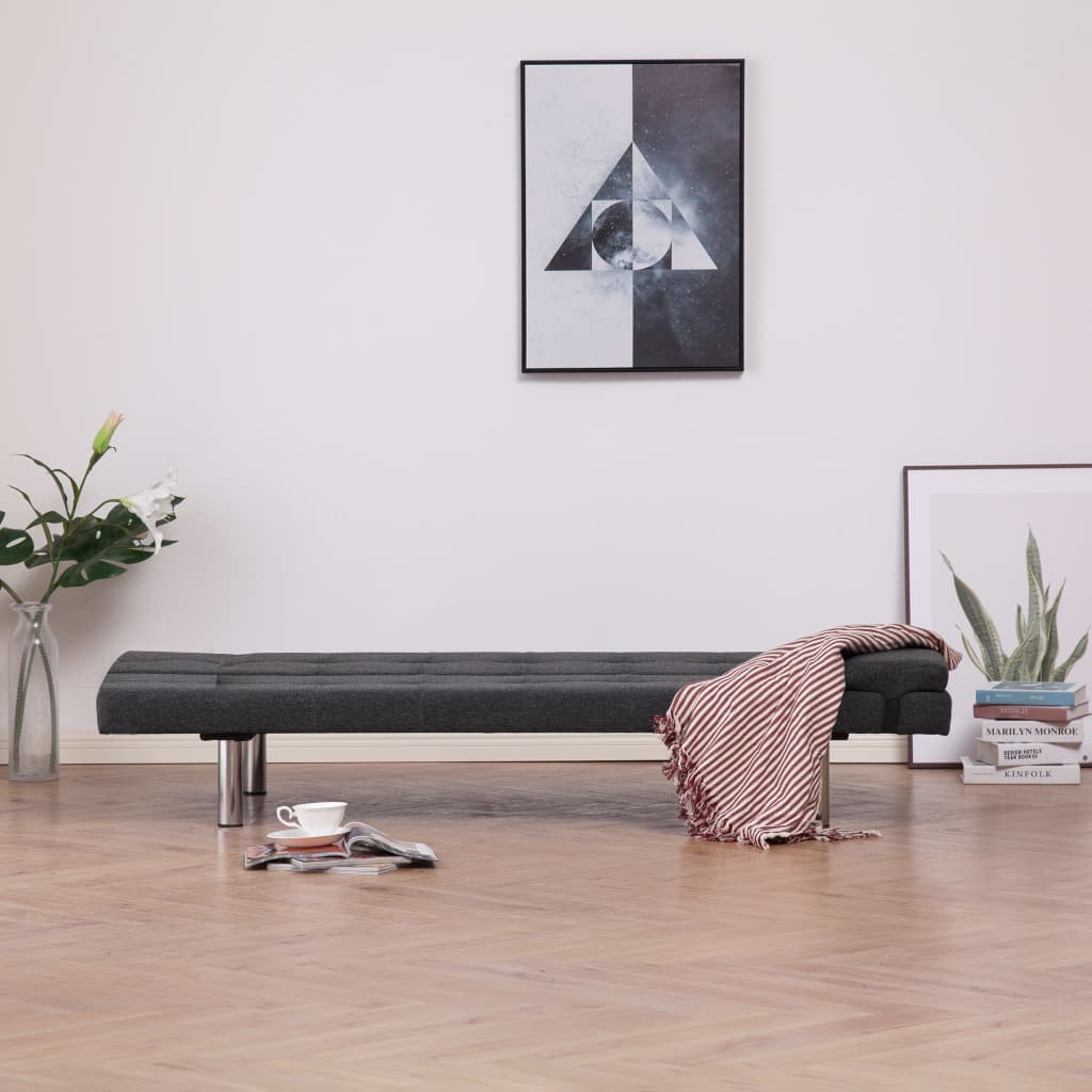 Schlafsofa mit zwei Kissen Dunkelgrau Polyester