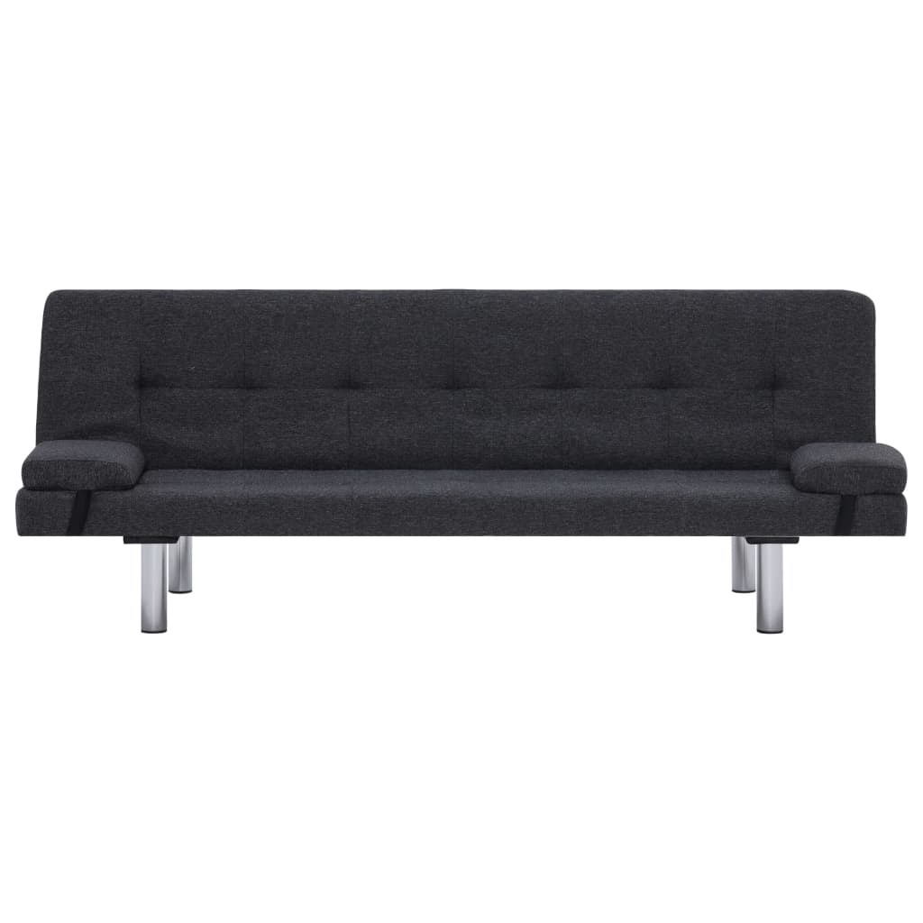 Schlafsofa mit zwei Kissen Dunkelgrau Polyester