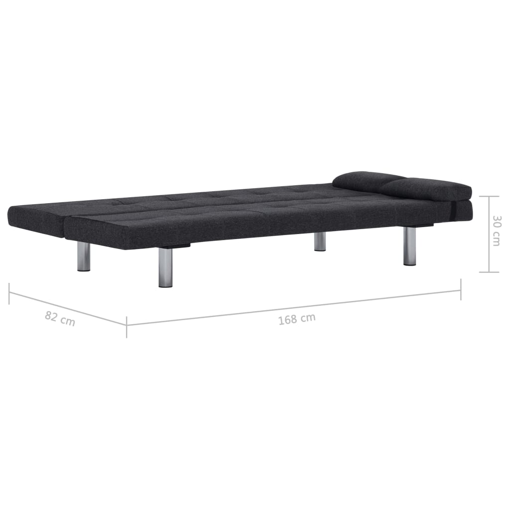 Schlafsofa mit zwei Kissen Dunkelgrau Polyester
