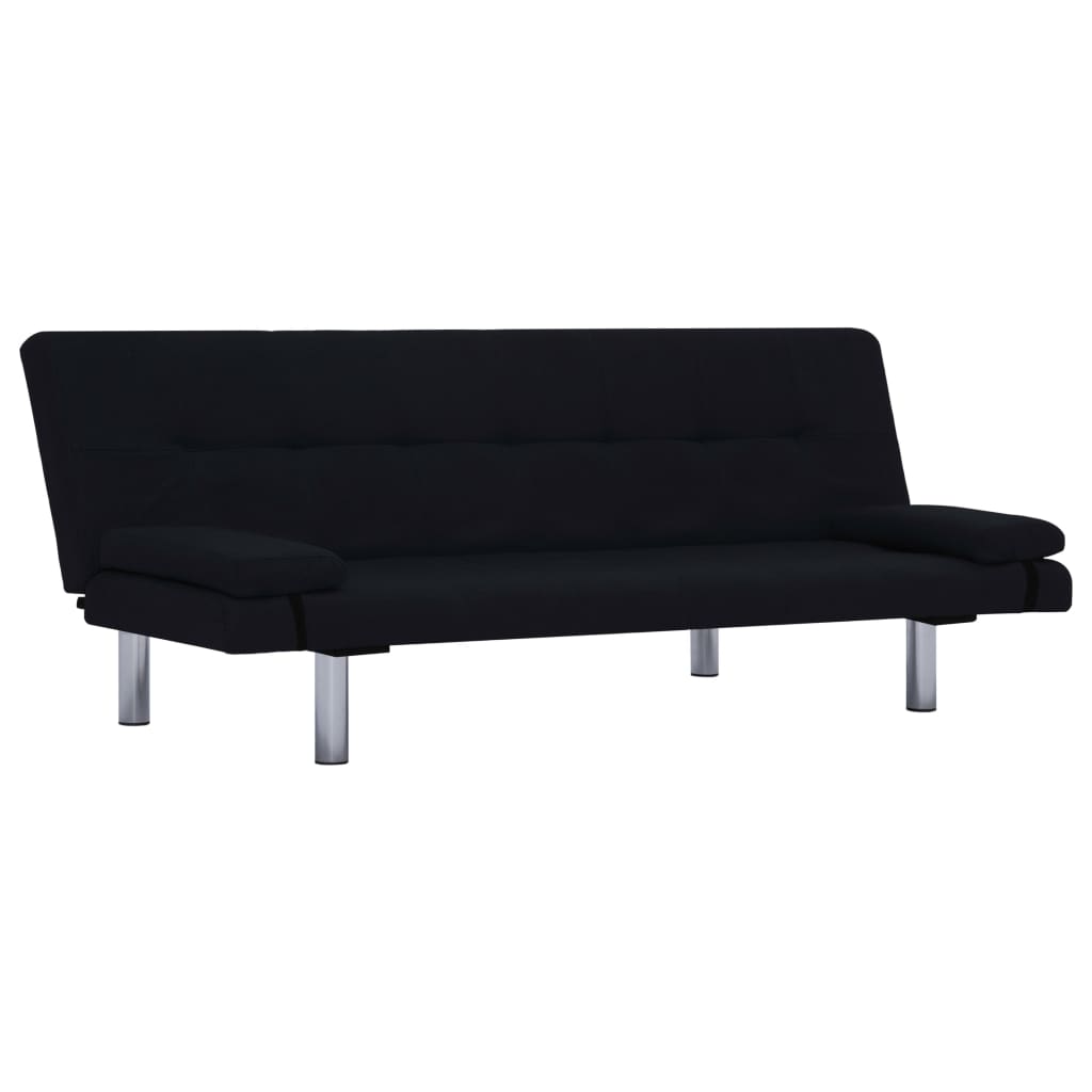 Schlafsofa mit zwei Kissen Schwarz Polyester