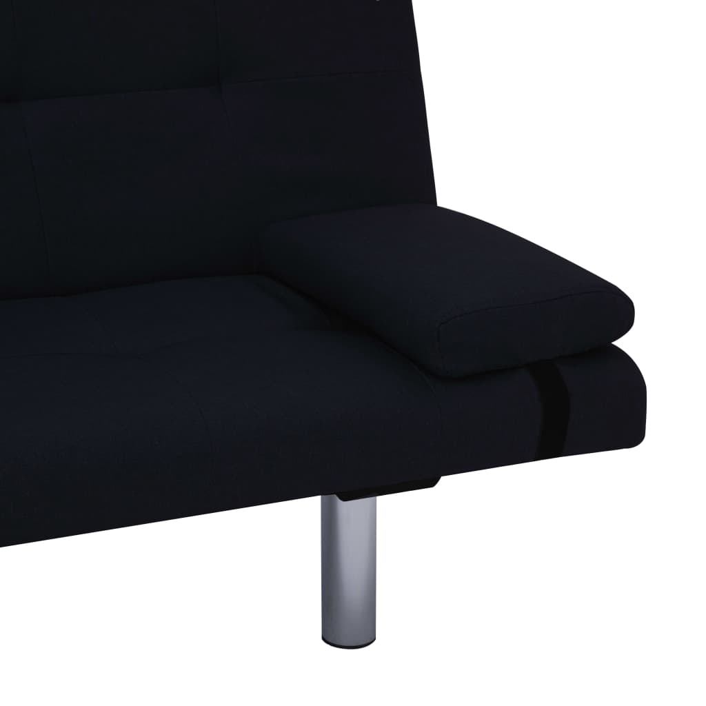 Schlafsofa mit zwei Kissen Schwarz Polyester
