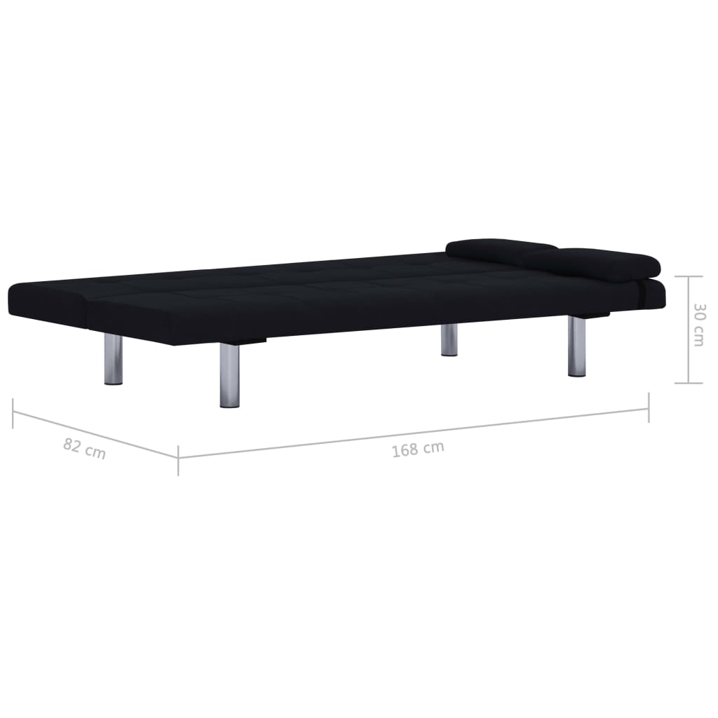 Schlafsofa mit zwei Kissen Schwarz Polyester