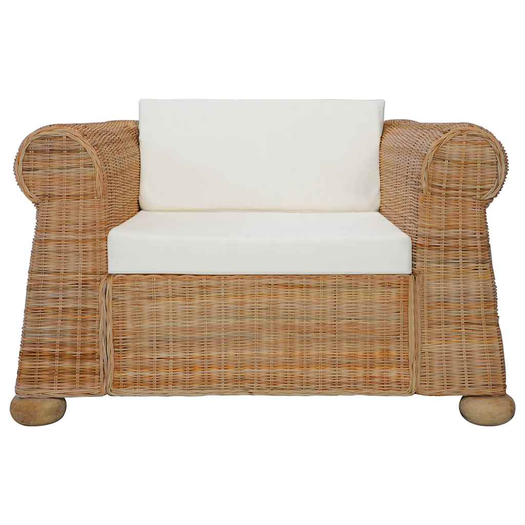 Fauteuil avec coussin en rotin naturel