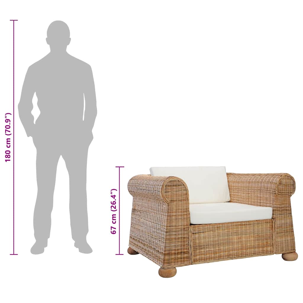 Fauteuil avec coussin en rotin naturel