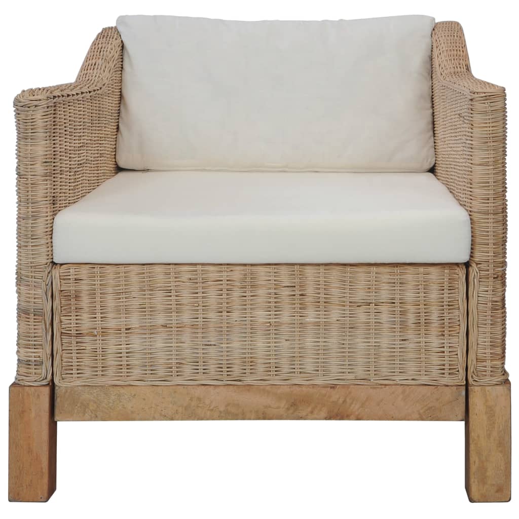 Fauteuil avec coussins en rotin naturel