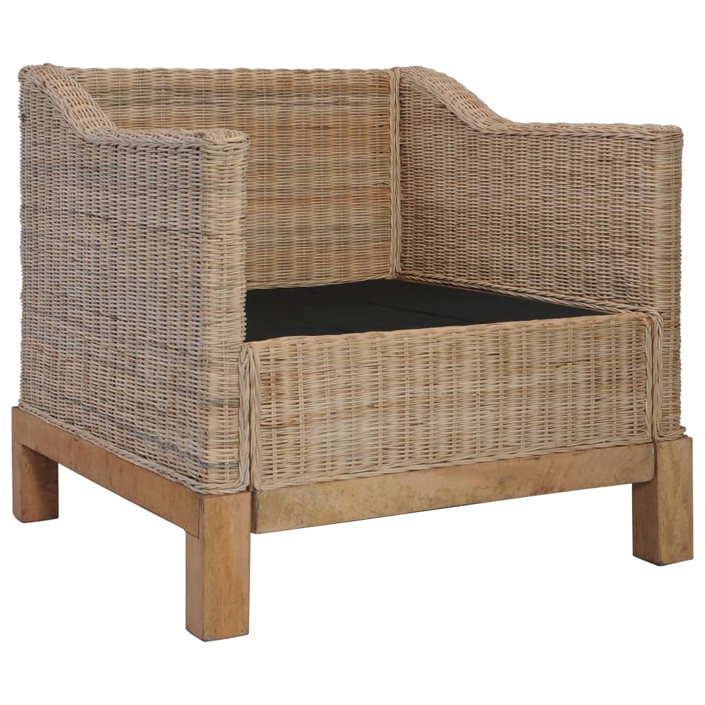 Fauteuil avec coussins en rotin naturel