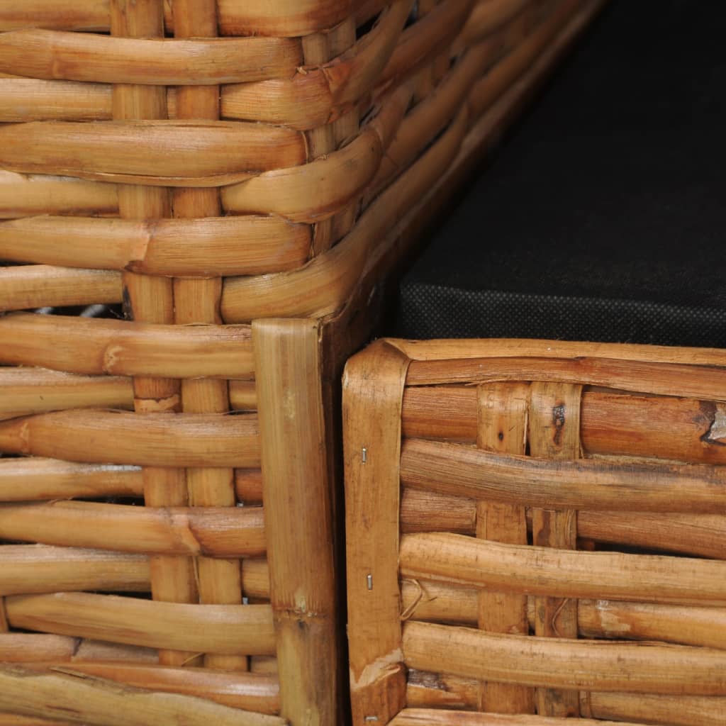 Fauteuil avec coussin en rotin naturel marron