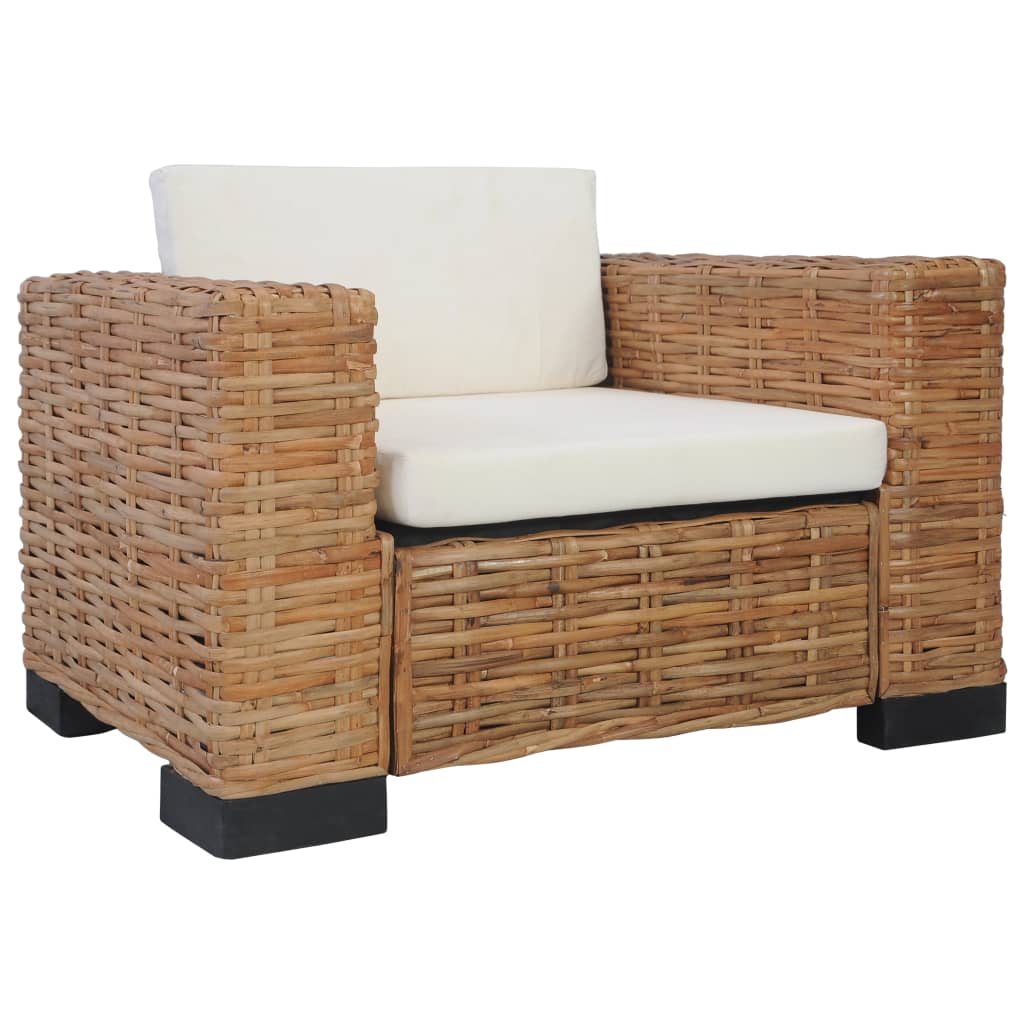 Fauteuil avec coussins en rotin naturel
