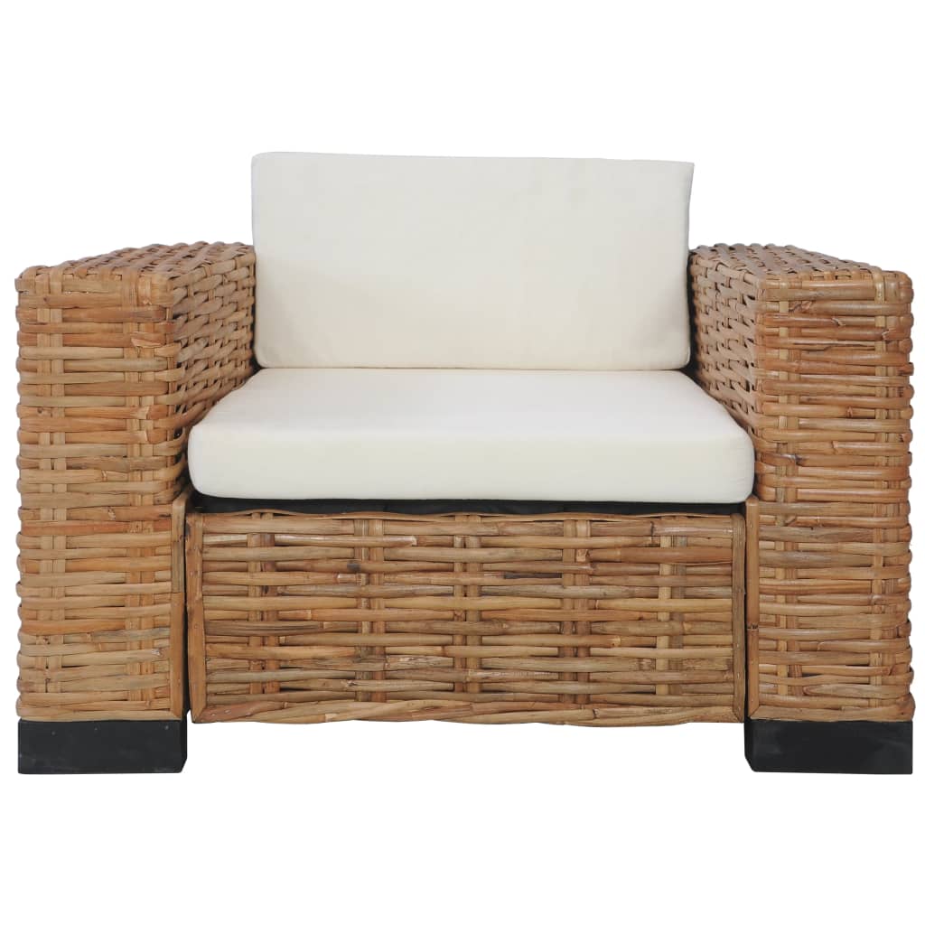 Fauteuil avec coussins en rotin naturel