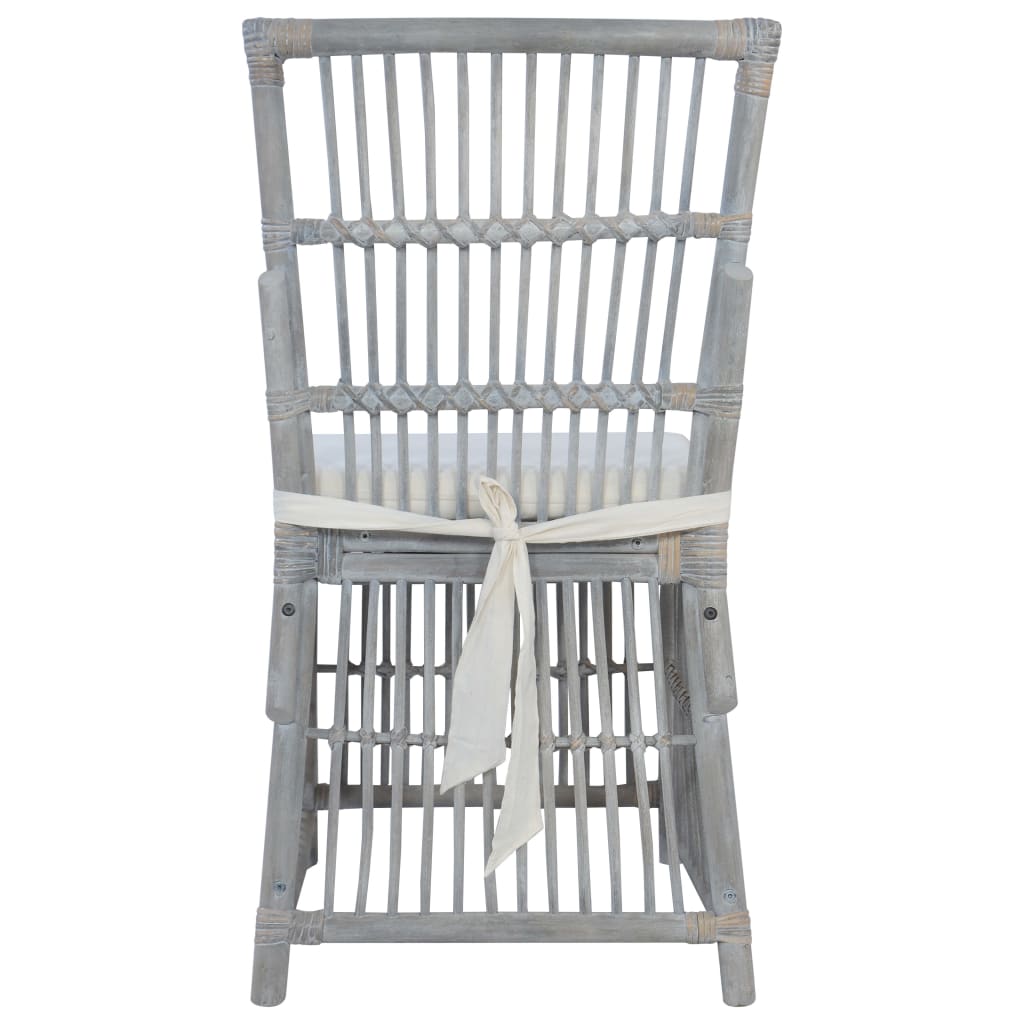 Dining Chairs with Cushions 2 pcs. Grey Natural Rattan