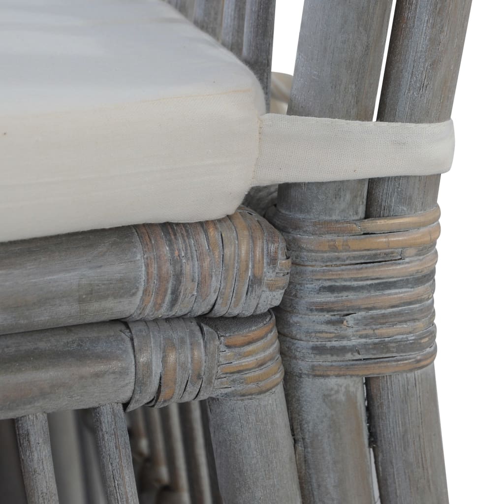 Dining Chairs with Cushions 2 pcs. Grey Natural Rattan