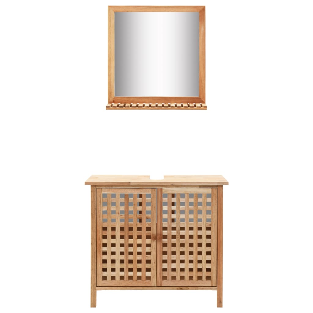 Vanity unit with mirror made of solid walnut wood