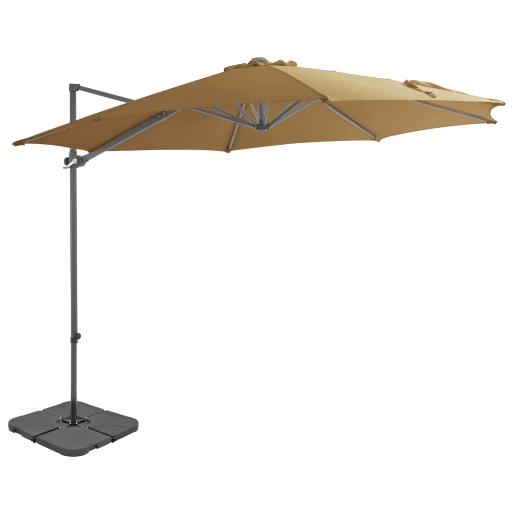 Parasol with portable parasol base taupe