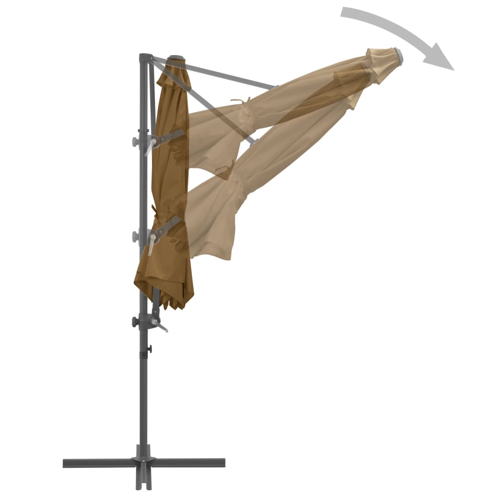Parasol with portable parasol base taupe