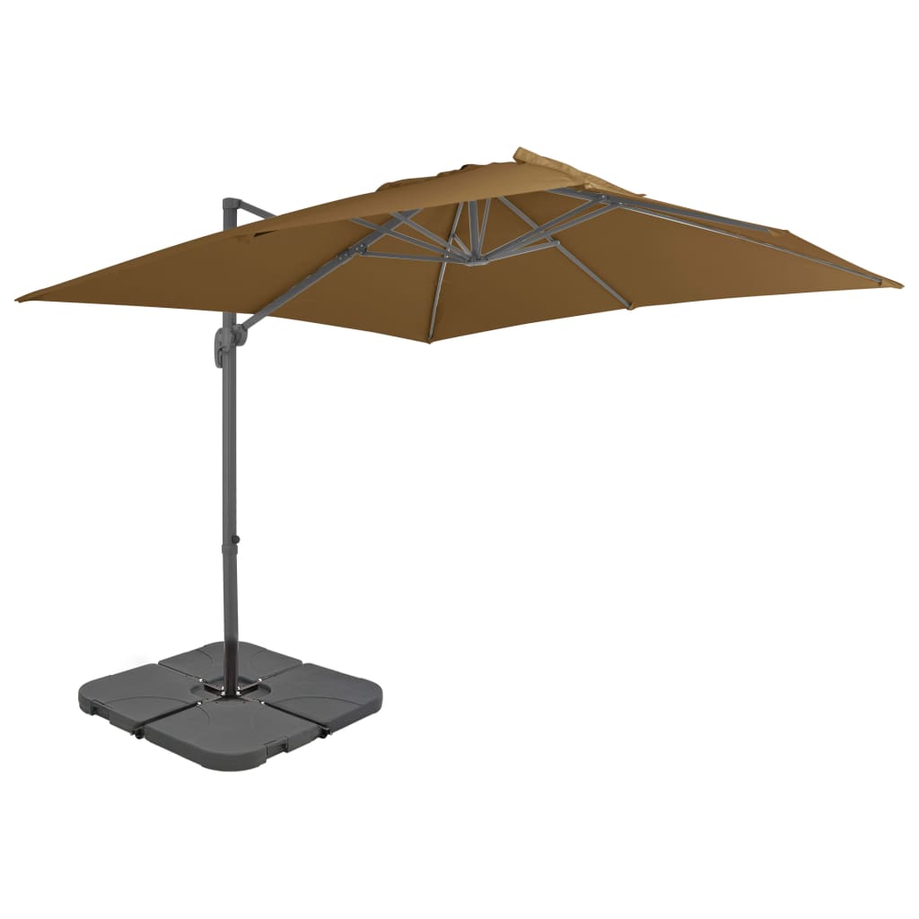 Parasol with portable parasol base taupe