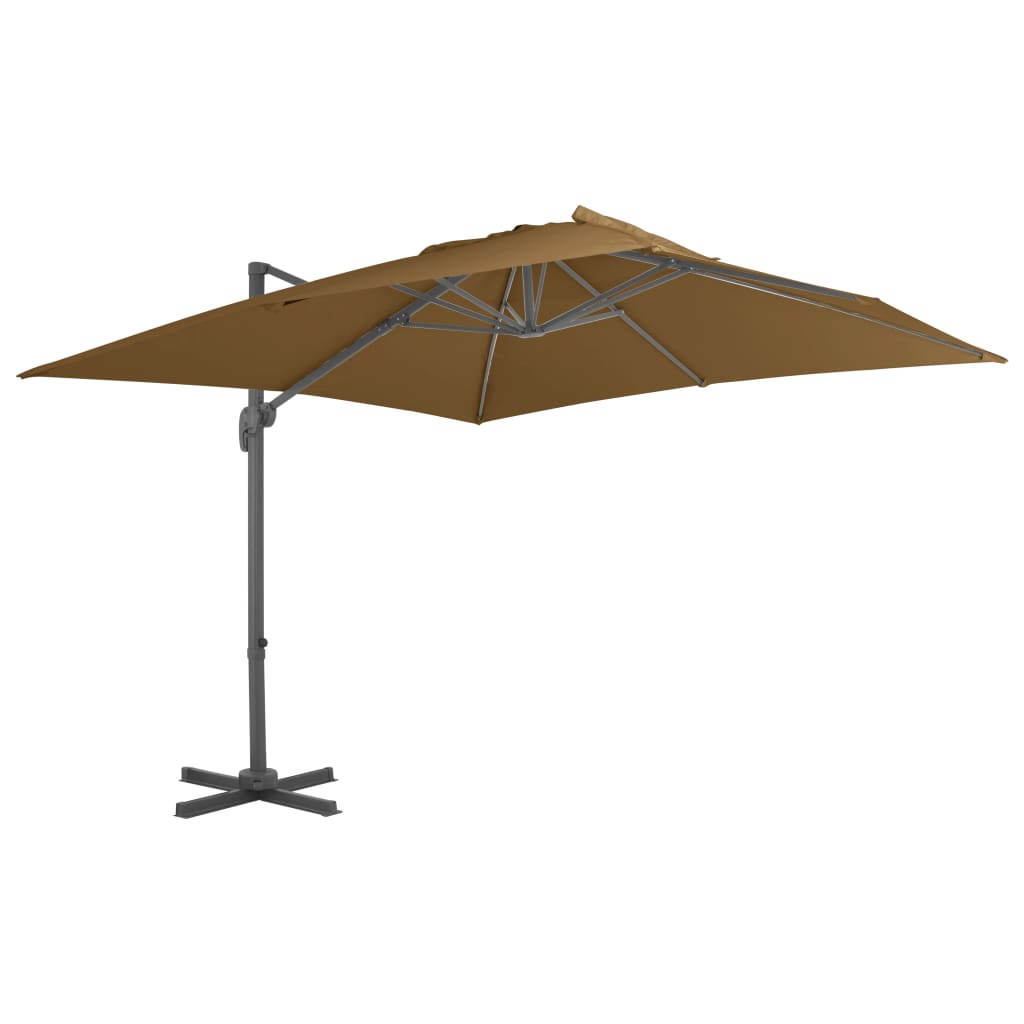Parasol with portable parasol base taupe