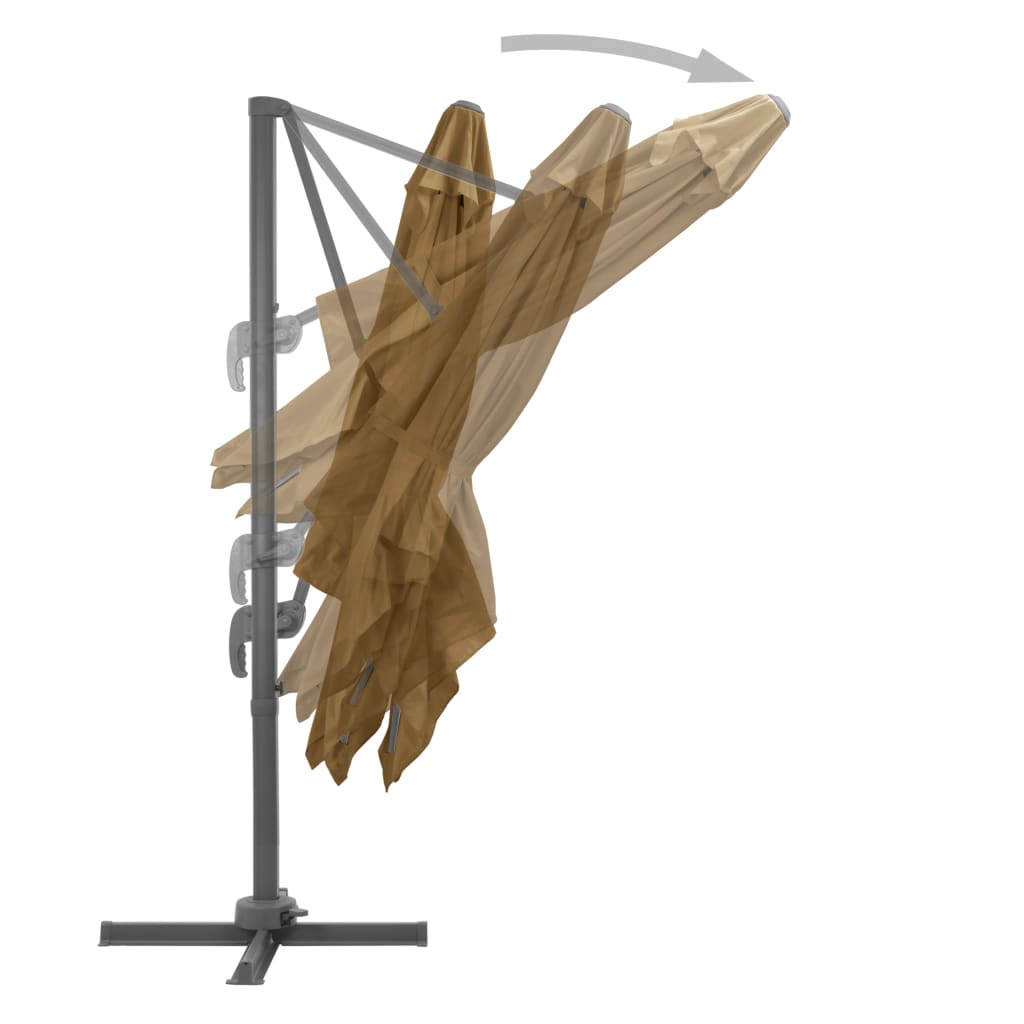 Parasol with portable parasol base taupe