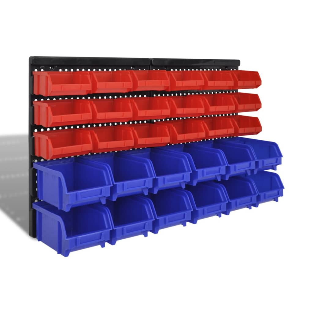 30-piece wall shelf storage shelf plug-in shelf blue red workshop