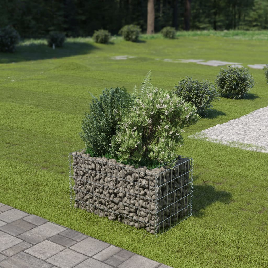 Jardinière surélevée en gabion en acier galvanisé 90×50×50 cm