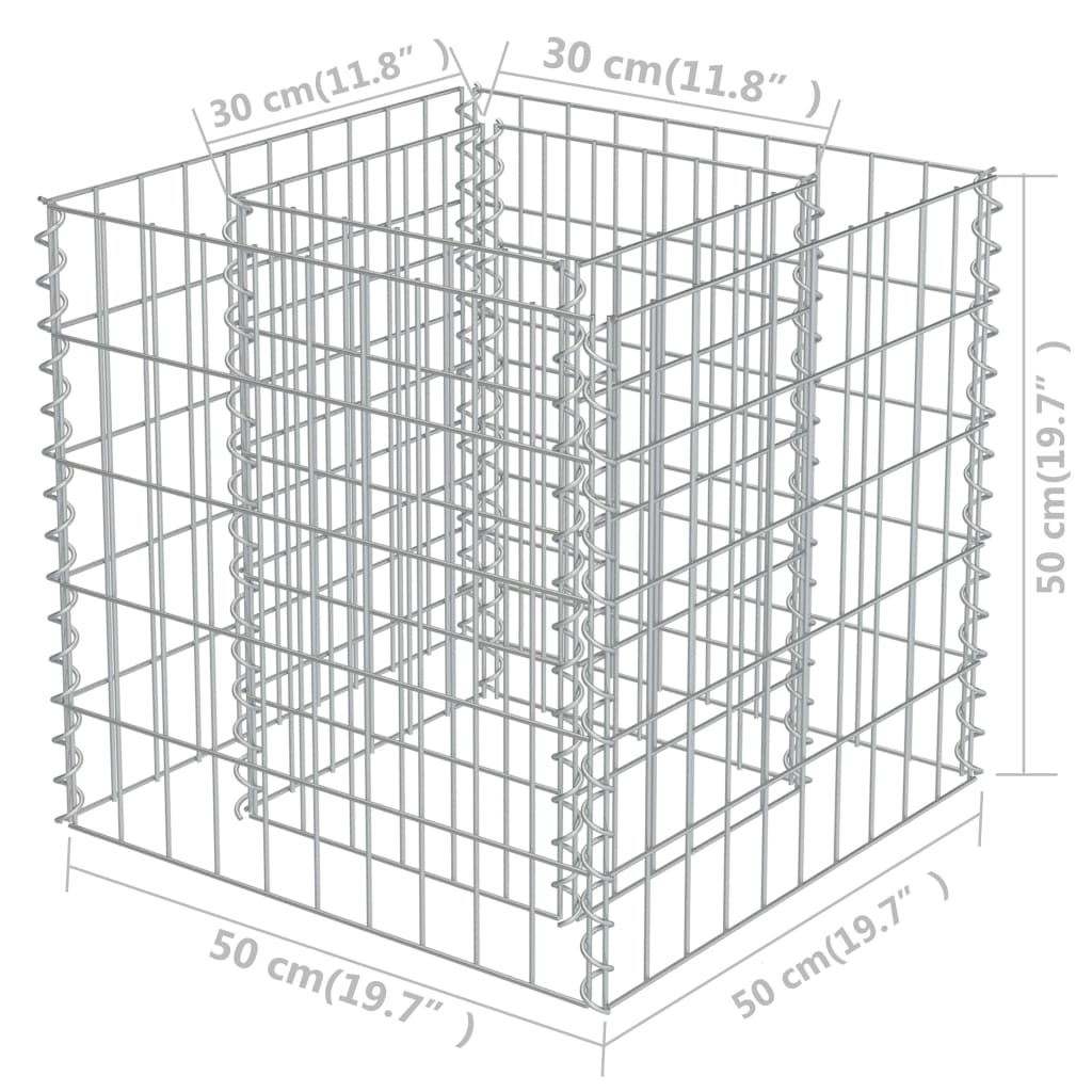 Gabionen-Hochbeet Verzinkter Stahl 50×50×50 cm