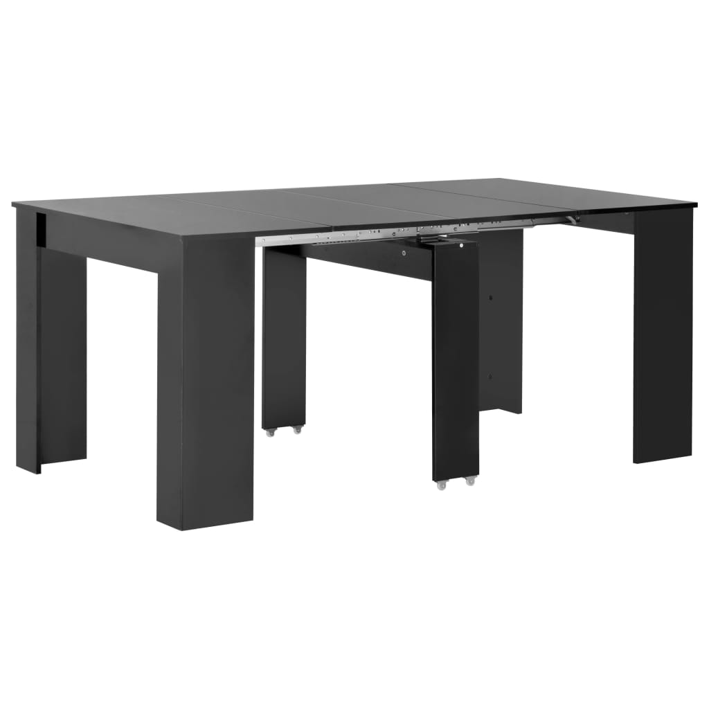 Ausziehbarer Esstisch Hochglanz Schwarz 175 x 90 x 75 cm