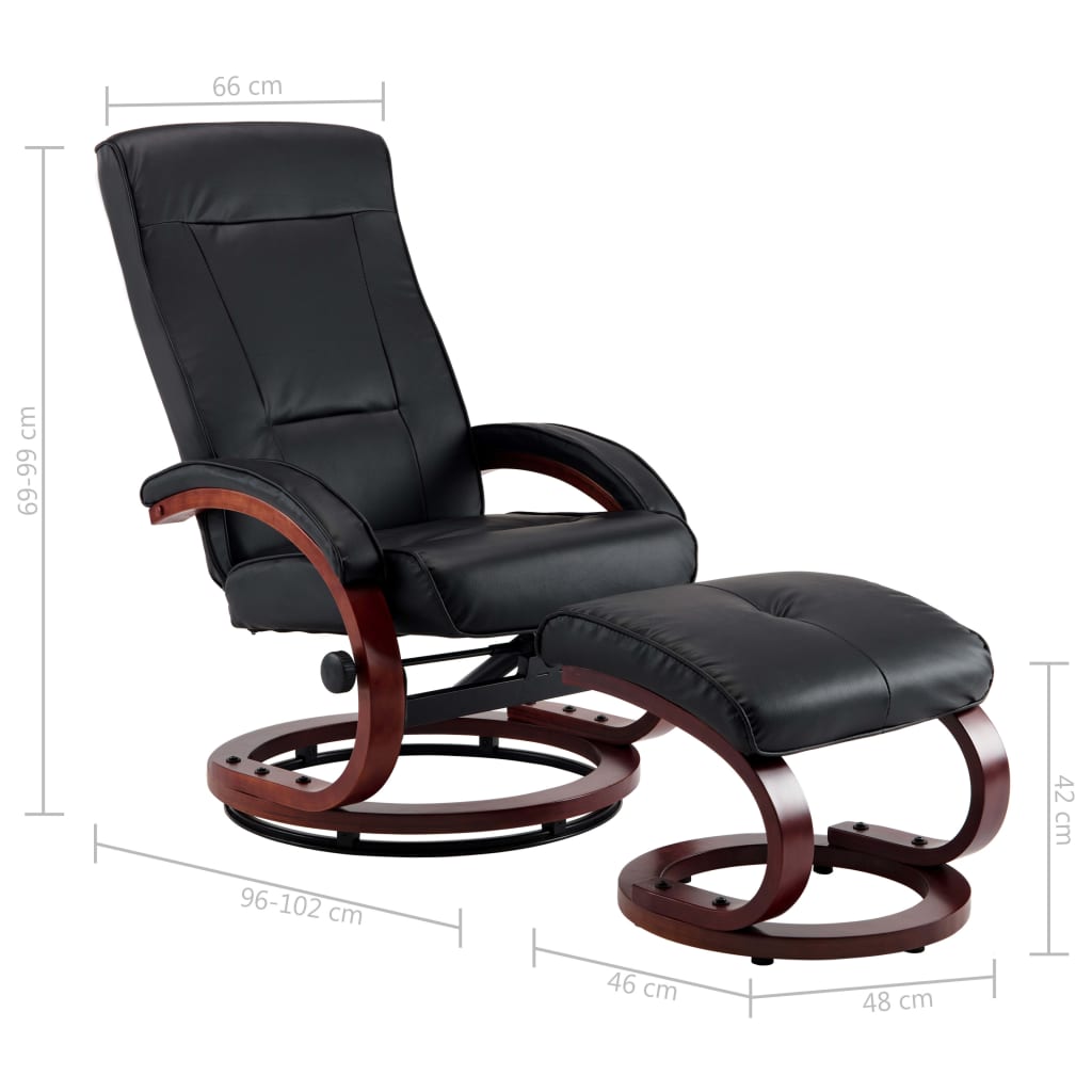 Relaxsessel mit Fußhocker Schwarz Kunstleder