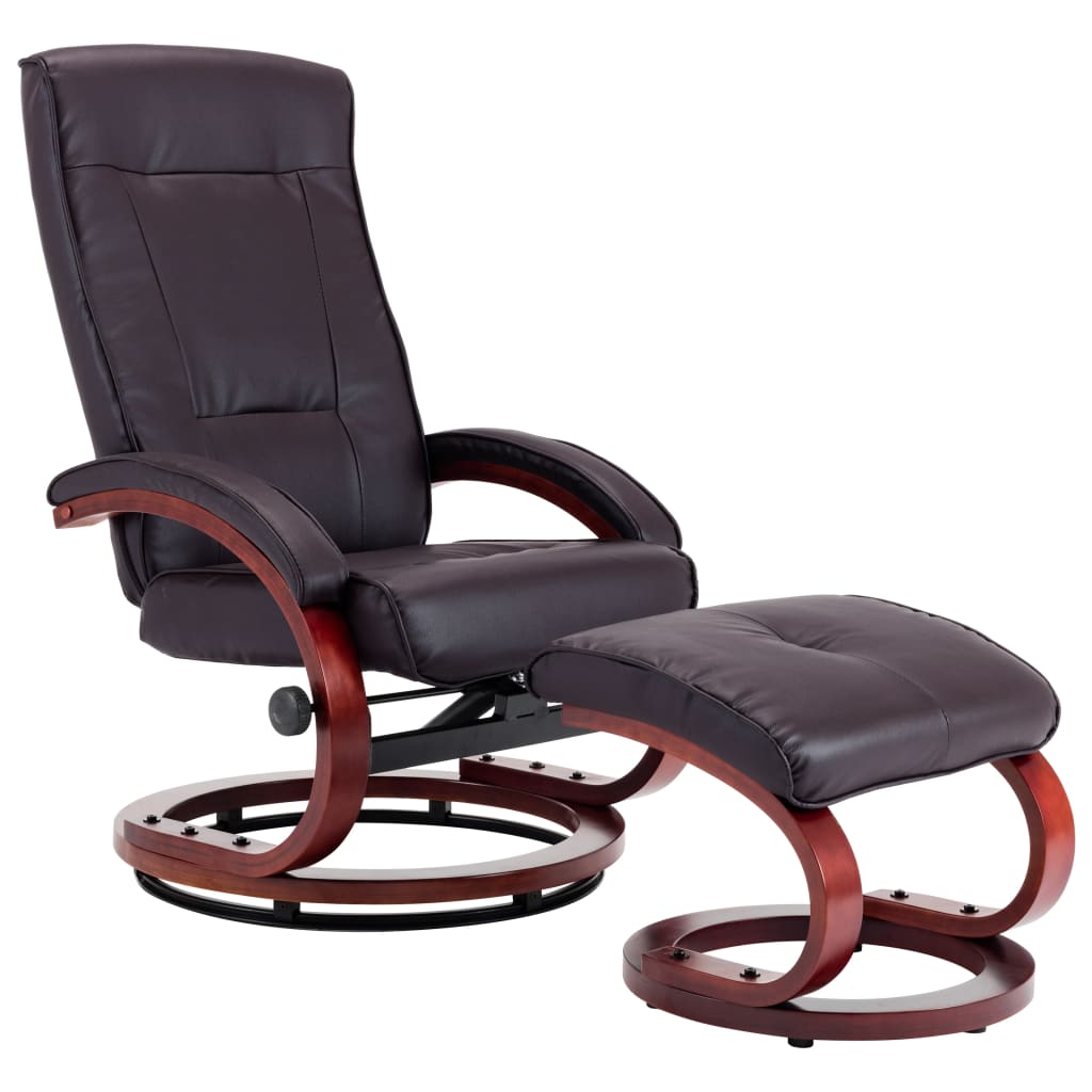 Relaxsessel mit Fußhocker Braun Kunstleder