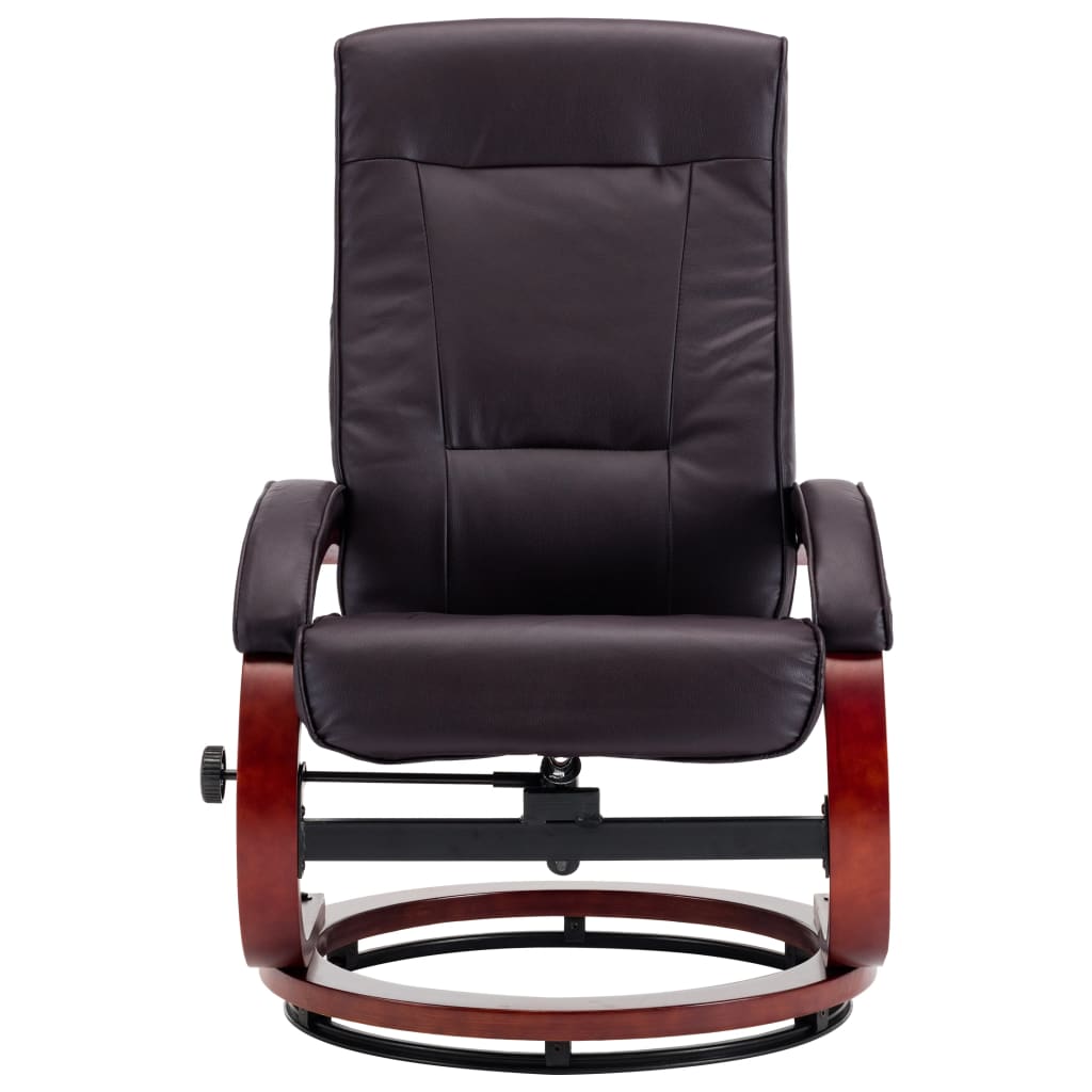 Relaxsessel mit Fußhocker Braun Kunstleder