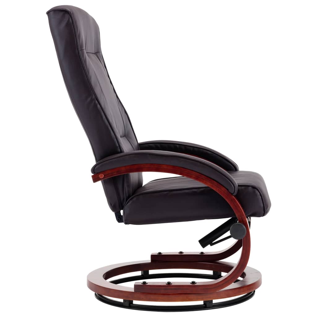 Relaxsessel mit Fußhocker Braun Kunstleder