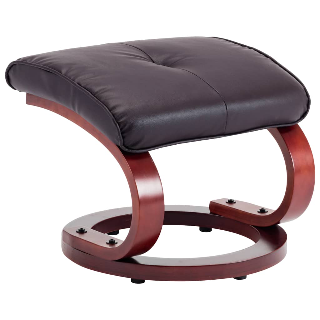Relaxsessel mit Fußhocker Braun Kunstleder