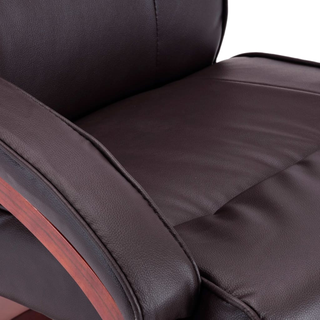 Relaxsessel mit Fußhocker Braun Kunstleder