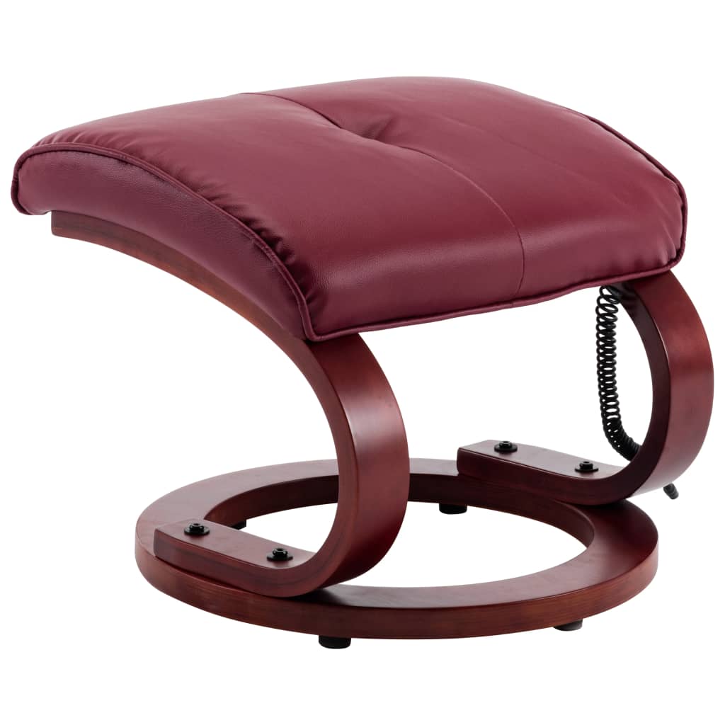 Massagesessel mit Fußhocker Weinrot Kunstleder