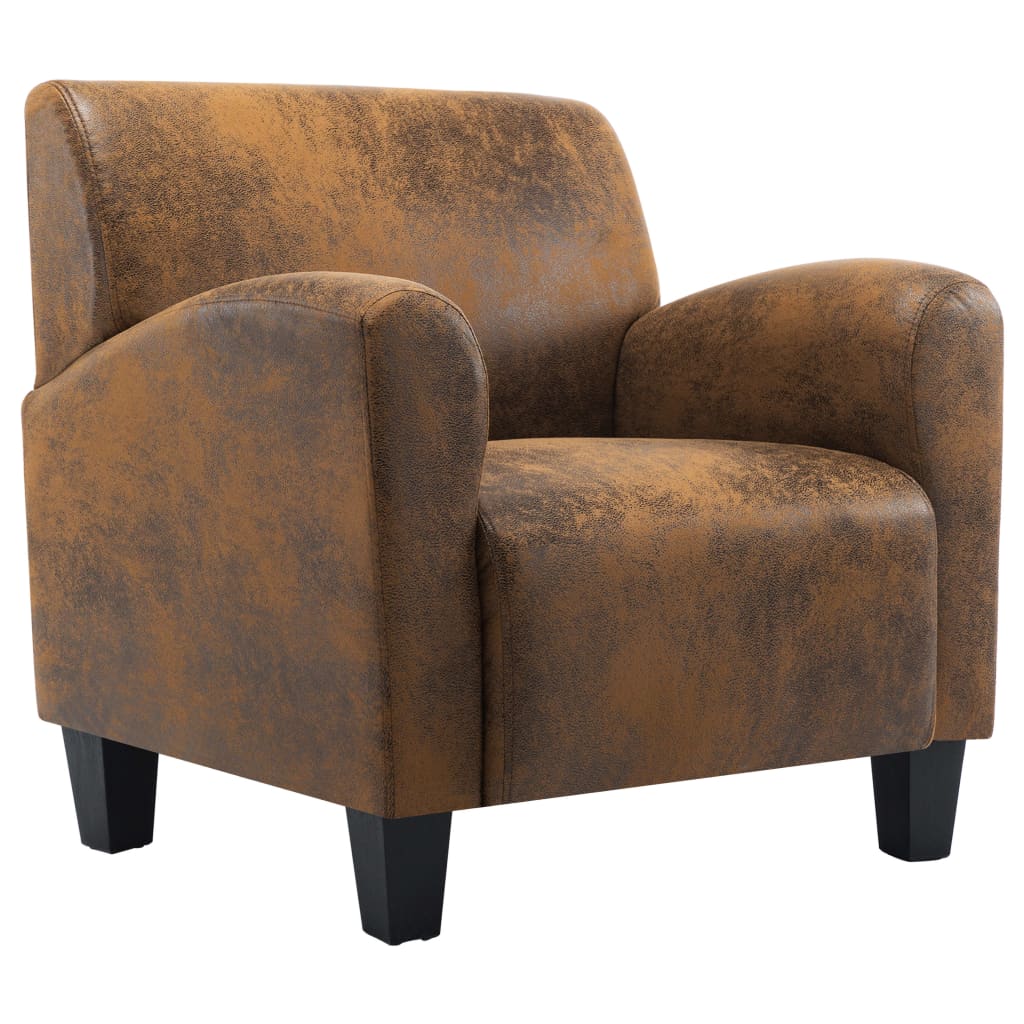 Brown suede armchair