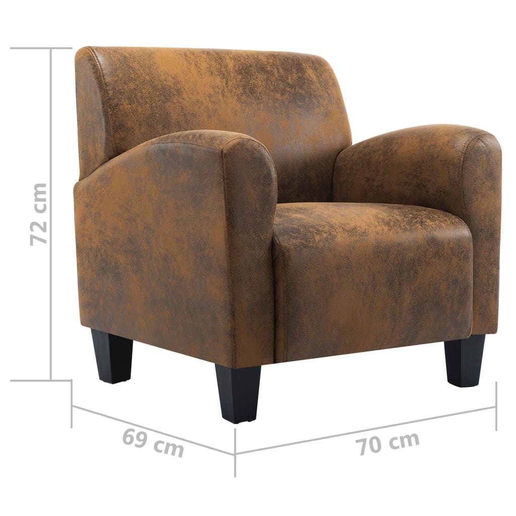 Brown suede armchair