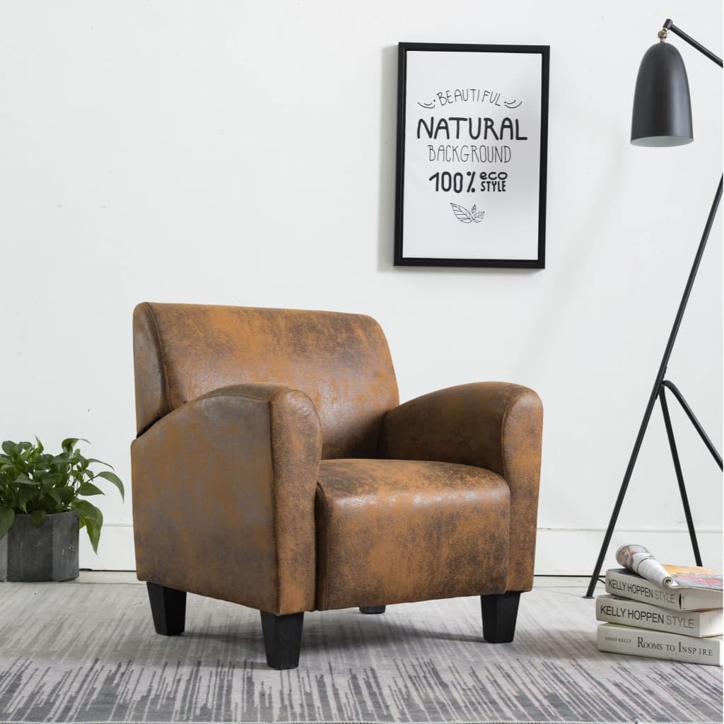 Brown suede armchair