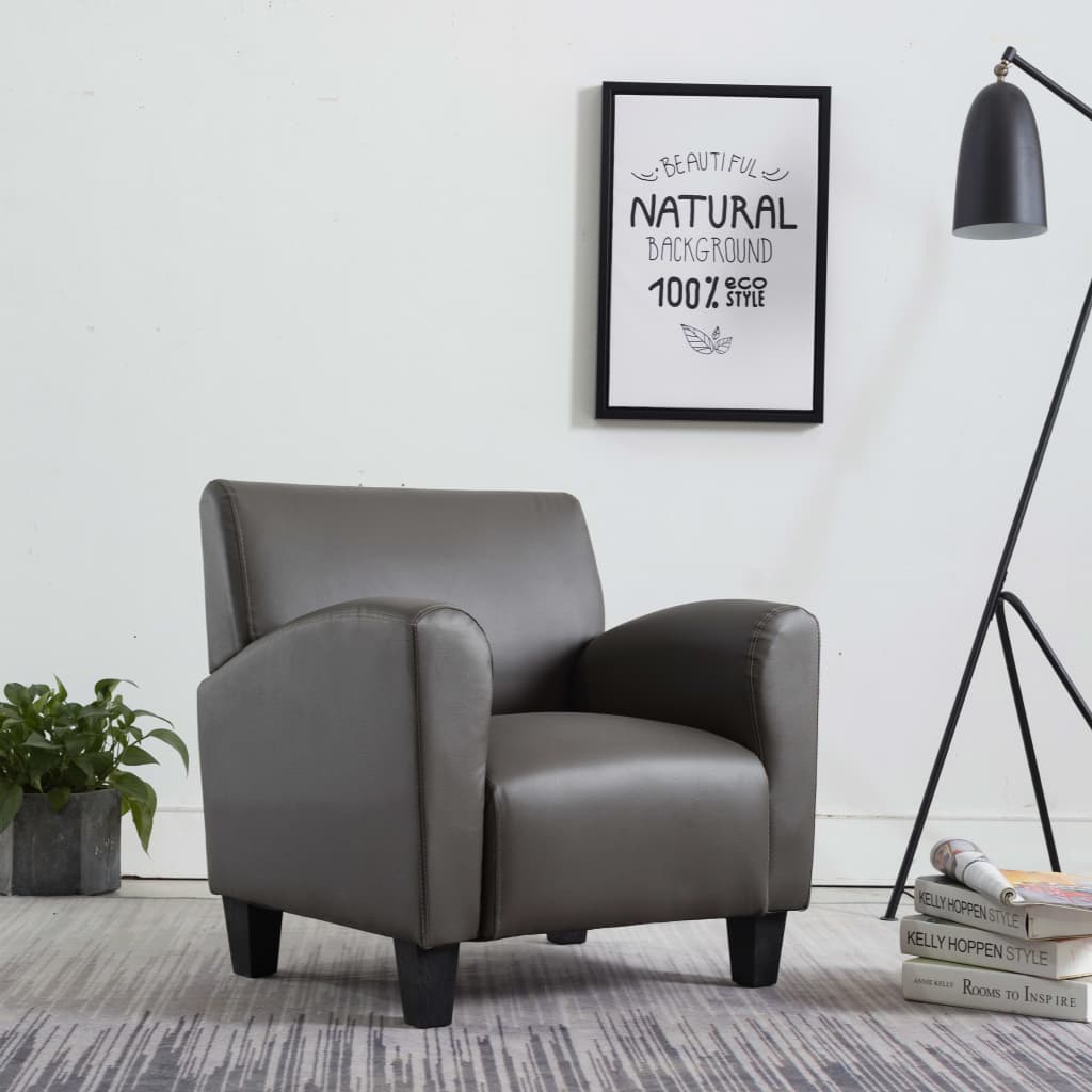 Fauteuil en similicuir gris