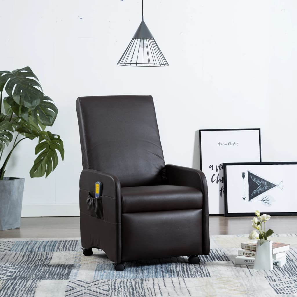 Massagesessel Braun Kunstleder