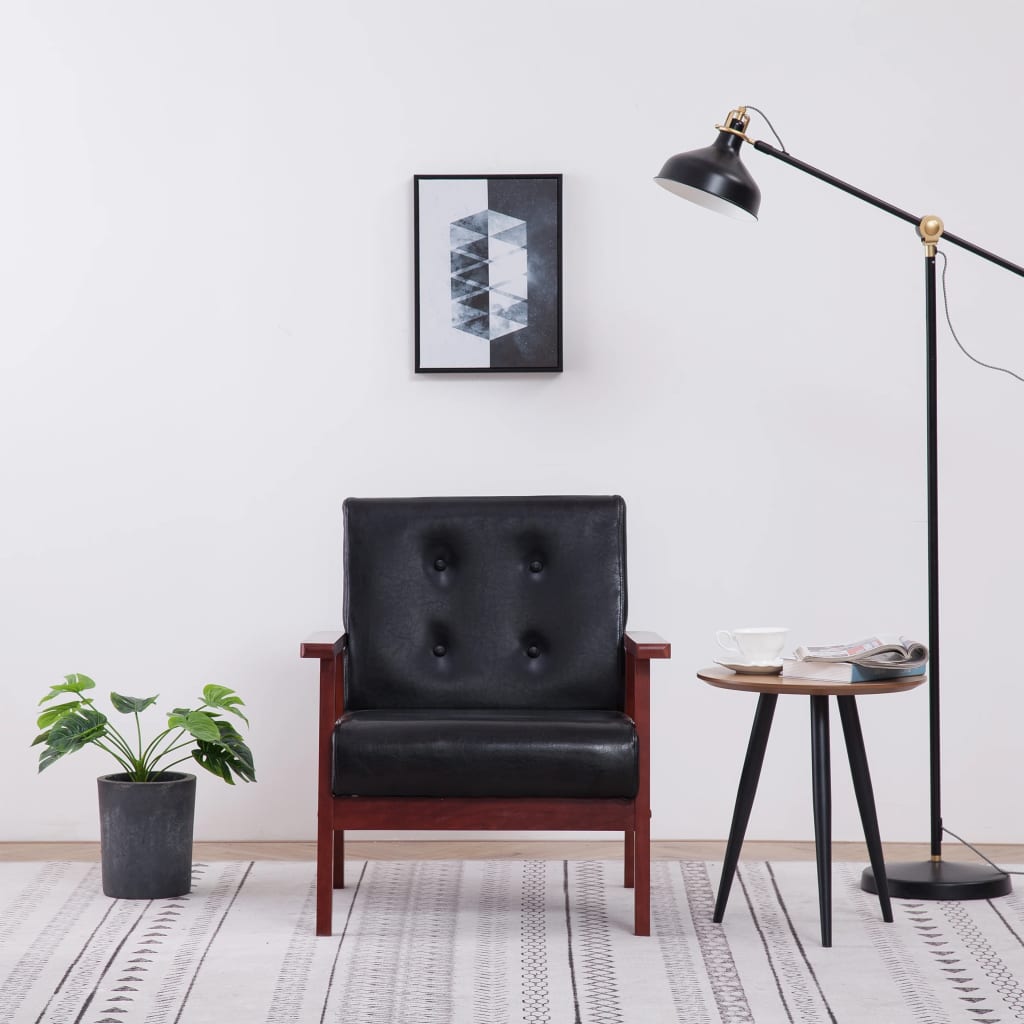 Fauteuil en similicuir noir