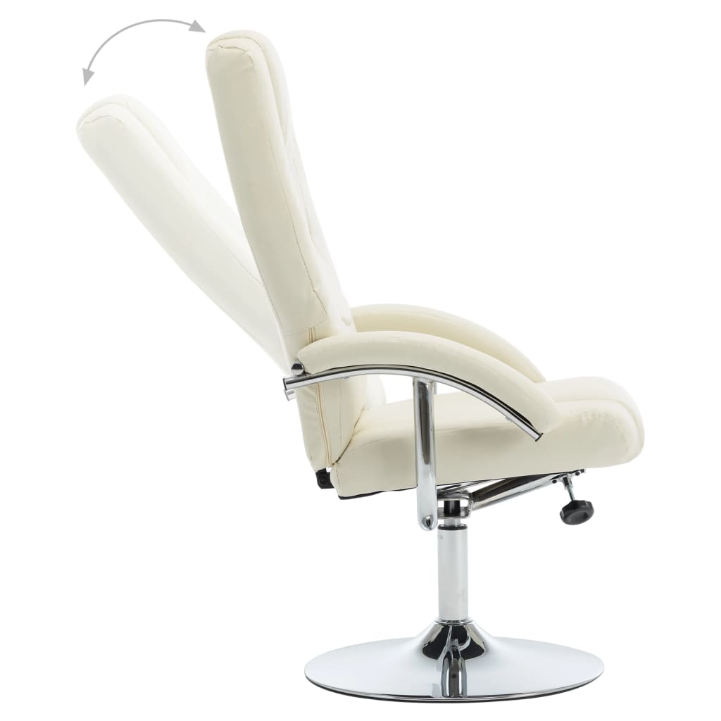 Relaxsessel mit Fußhocker Cremeweiß Kunstleder