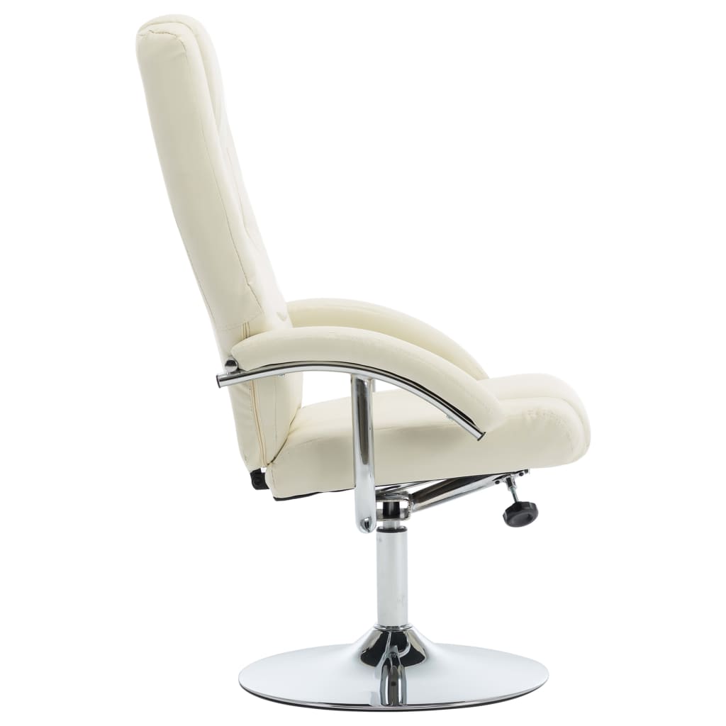 Relaxsessel mit Fußhocker Cremeweiß Kunstleder